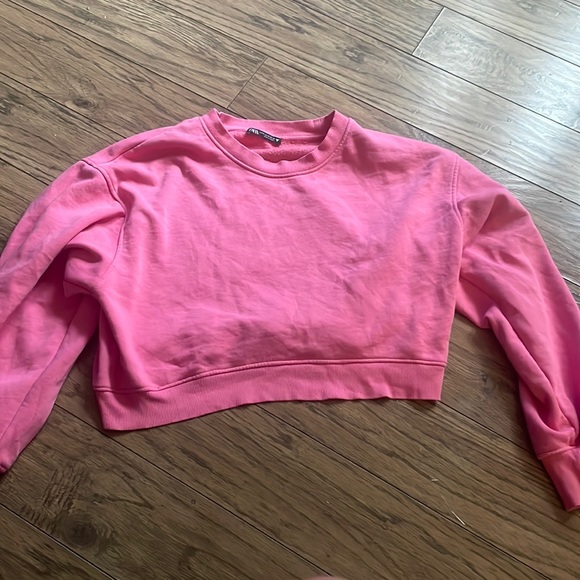 Zara pink CROPPED sweatshirt - Picture 1 of 2